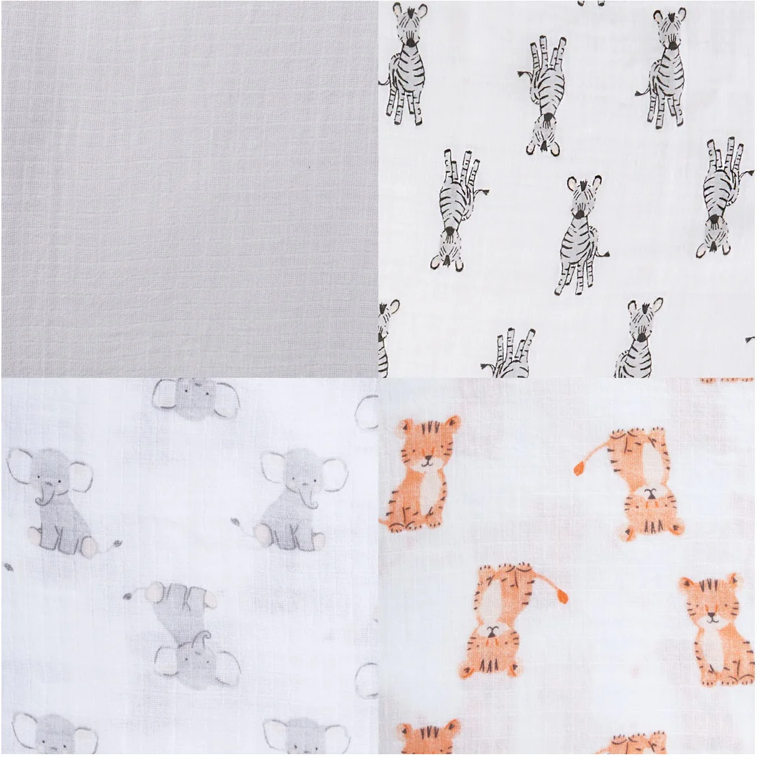 Aden + Anais - 4Pk Muslin Swaddles, Safari Babes - Image 5