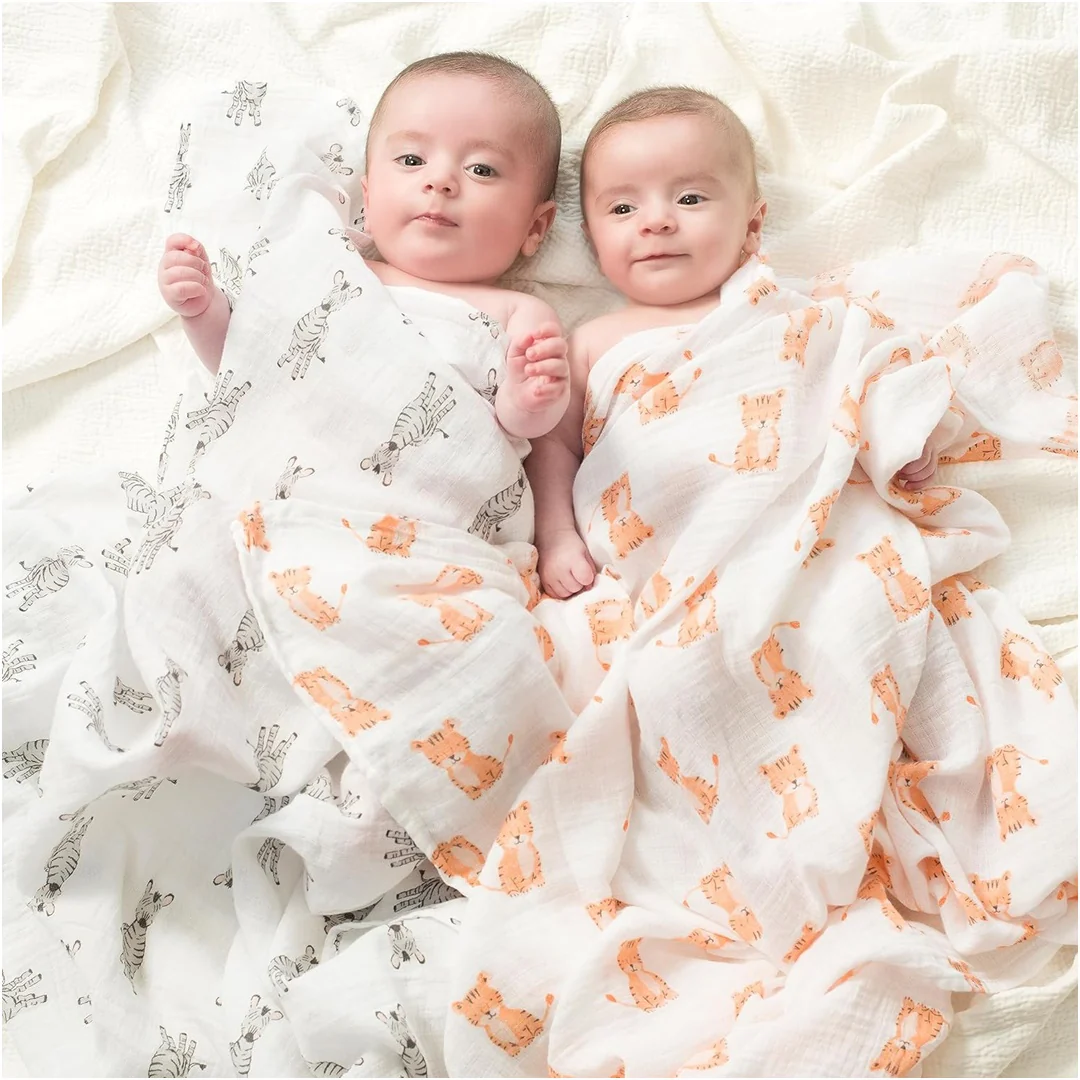 Aden + Anais - 4Pk Muslin Swaddles, Safari Babes - Image 8