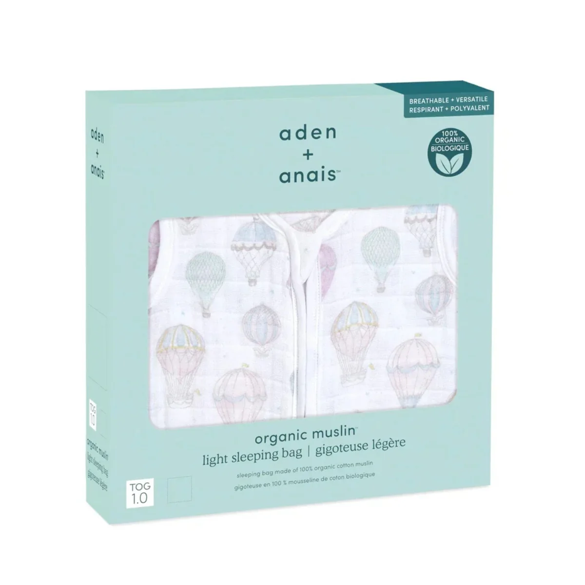 Aden + Anais Organic Muslin Baby Sleeping Bag - Ballons Pink - 0-6M - Image 3