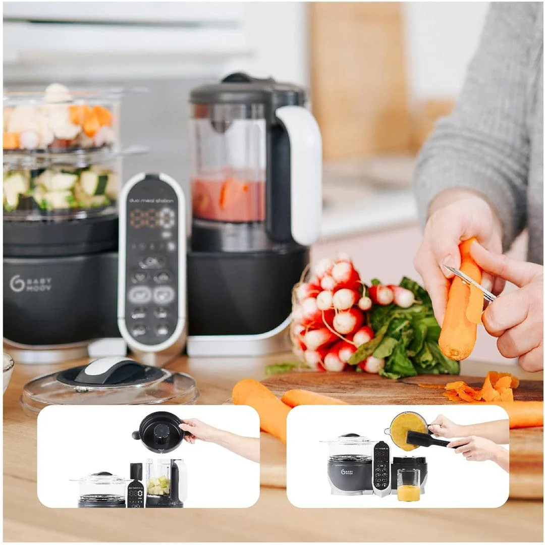 Babymoov Duo Meal Station 6-in-1 Food Maker with Steam Cooker, Industrial Grey - Image 6