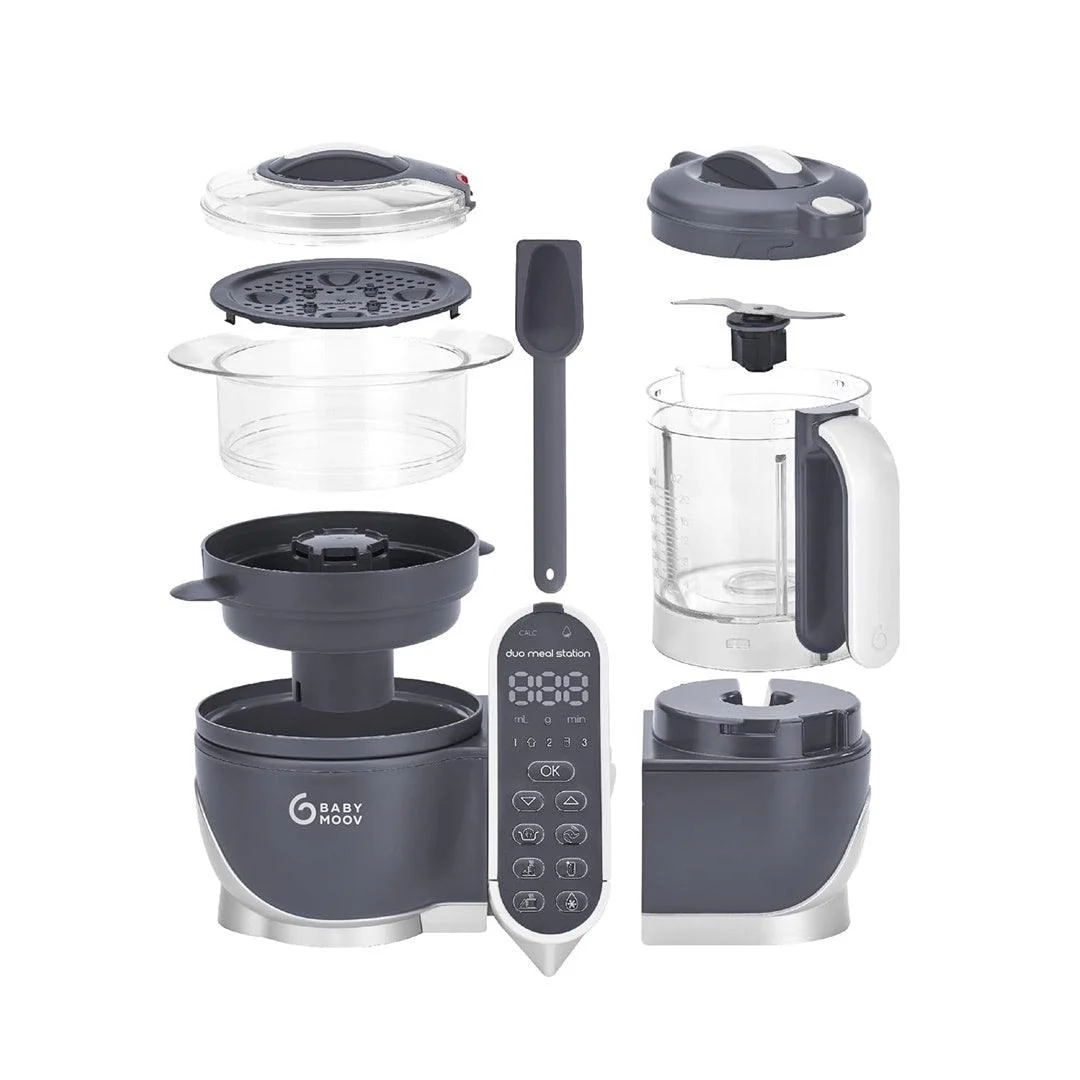 Babymoov Duo Meal Station 6-in-1 Food Maker with Steam Cooker, Industrial Grey - Image 8