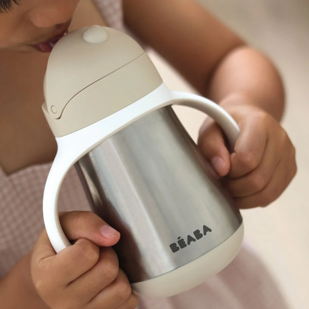 Beaba Stainless Steel Straw Sippy Cup - Oat - Image 6
