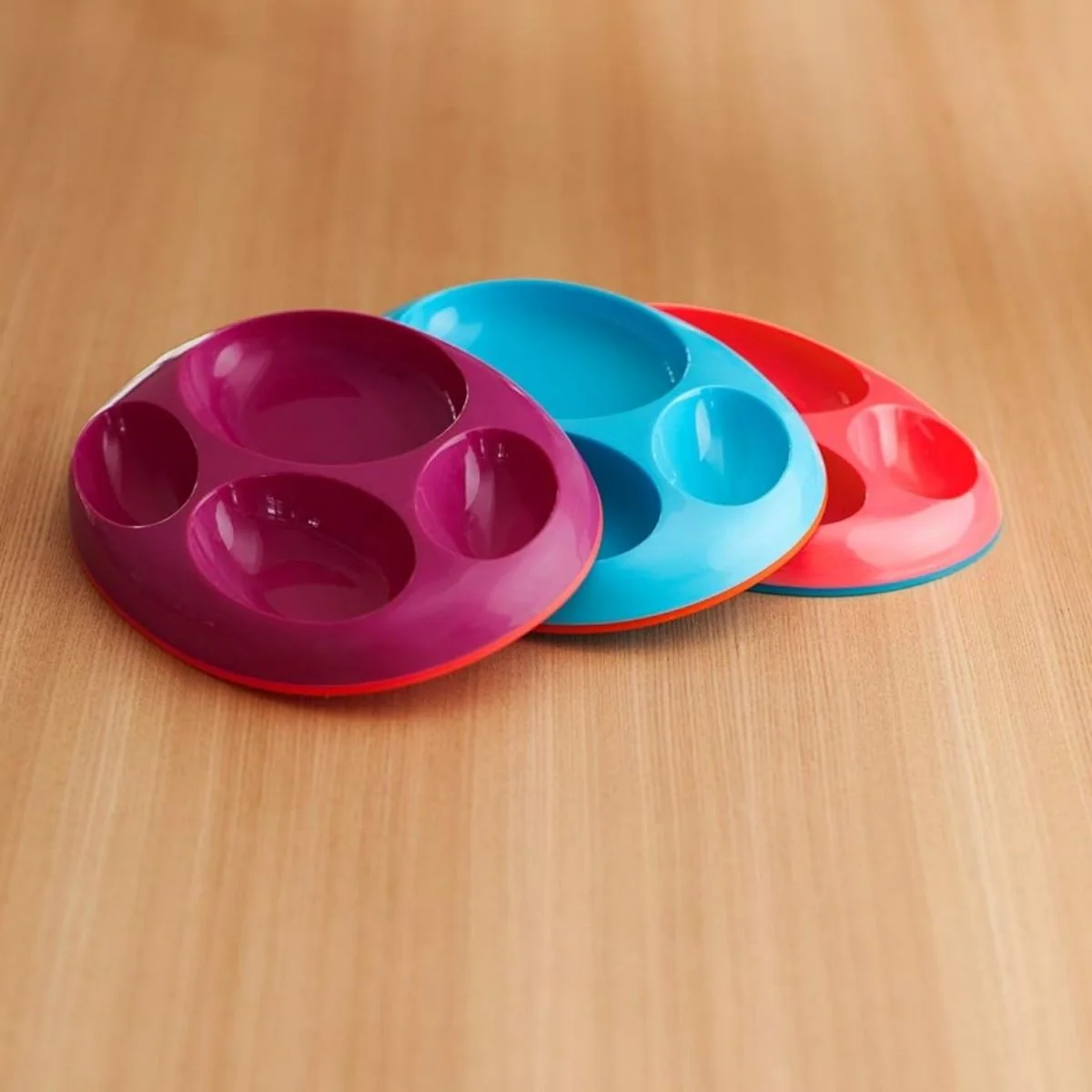 Boon Platter Edgeless Nonskid Divided Plate 3 pack - Purple/Blue/Pink - Image 3