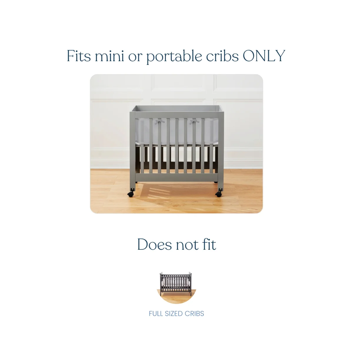 Halo Breathable Mesh Crib Liner for Mini Crib - White - Image 5