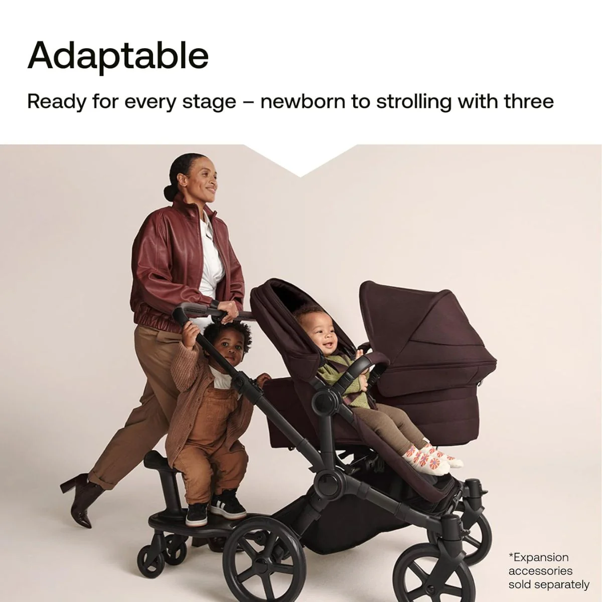 Bugaboo Donkey 6 Complete Single-to-Double Stroller - Black / Cocoa Brown - Image 16