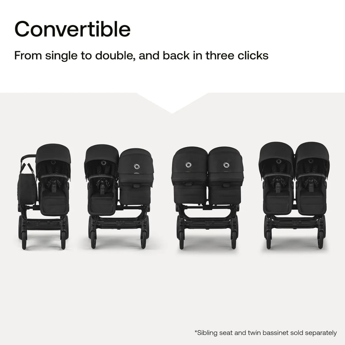 Bugaboo Donkey 6 Complete Single-to-Double Stroller - Black / Heritage Black - Image 20