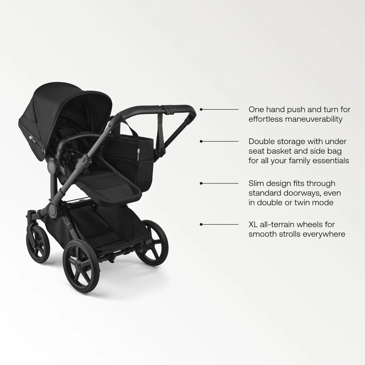 Bugaboo Donkey 6 Complete Single-to-Double Stroller - Black / Moon Grey - Image 14