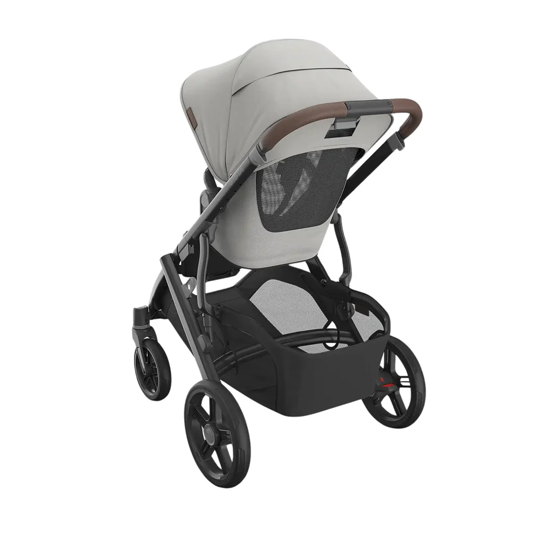 Uppababy Vista V3 Stroller - Savannah Pearl Gray Jacquard/Carbon Frame/Chestnut Leather - Image 6