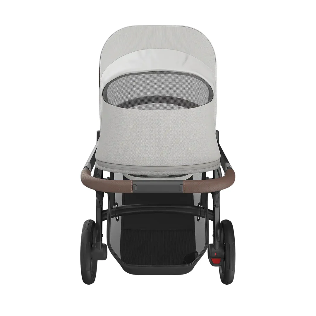 Uppababy Vista V3 Stroller - Savannah Pearl Gray Jacquard/Carbon Frame/Chestnut Leather - Image 7