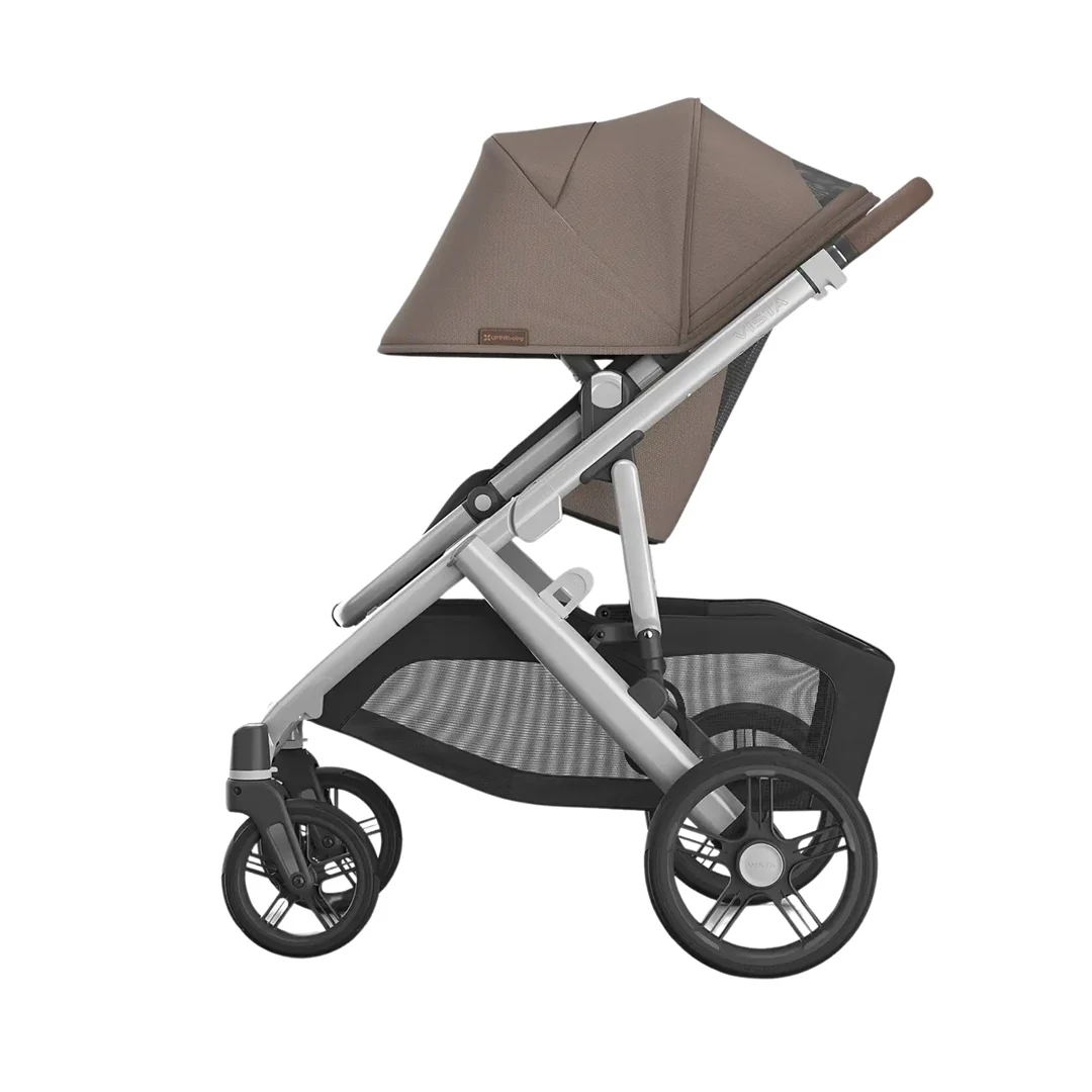 Uppababy Vista V3 Stroller - Theo Dark Taupe/Silver Frame/Chestnut Leather - Image 4