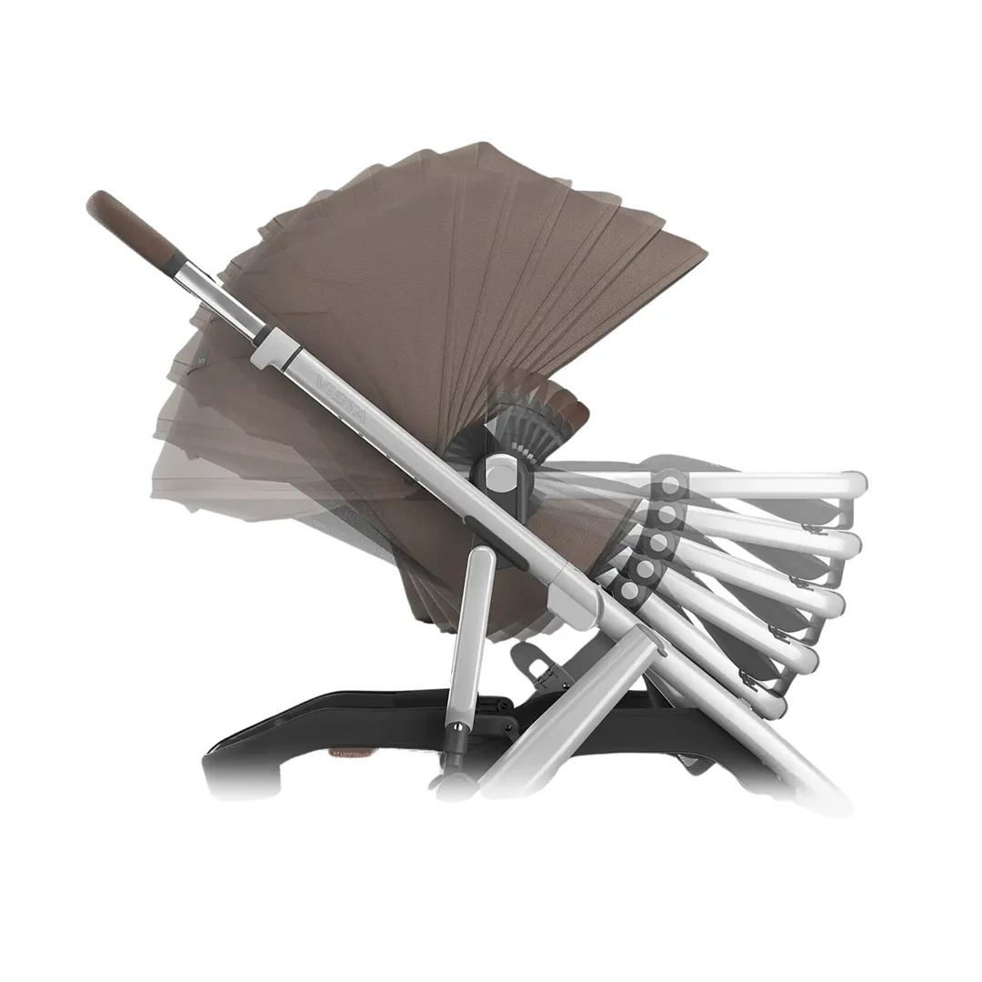 Uppababy Vista V3 Stroller - Theo Dark Taupe/Silver Frame/Chestnut Leather - Image 5