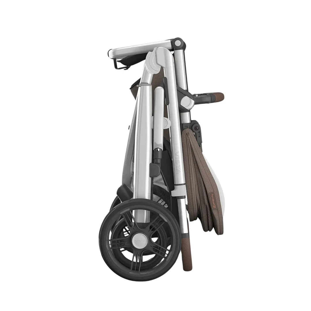 Uppababy Vista V3 Stroller - Theo Dark Taupe/Silver Frame/Chestnut Leather - Image 9