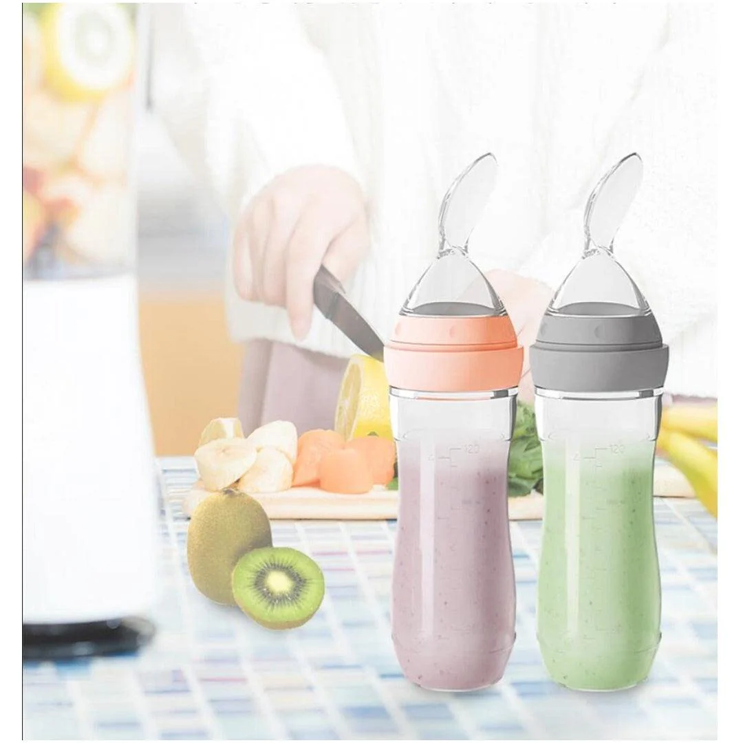 Haakaa Silicone Baby Food Dispensing Spoon Feeder 4oz - Peach - Image 3