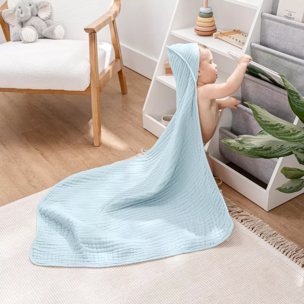 Comfy Cubs Hooded Baby Towels 1 Pack - Sky Blue - Image 2
