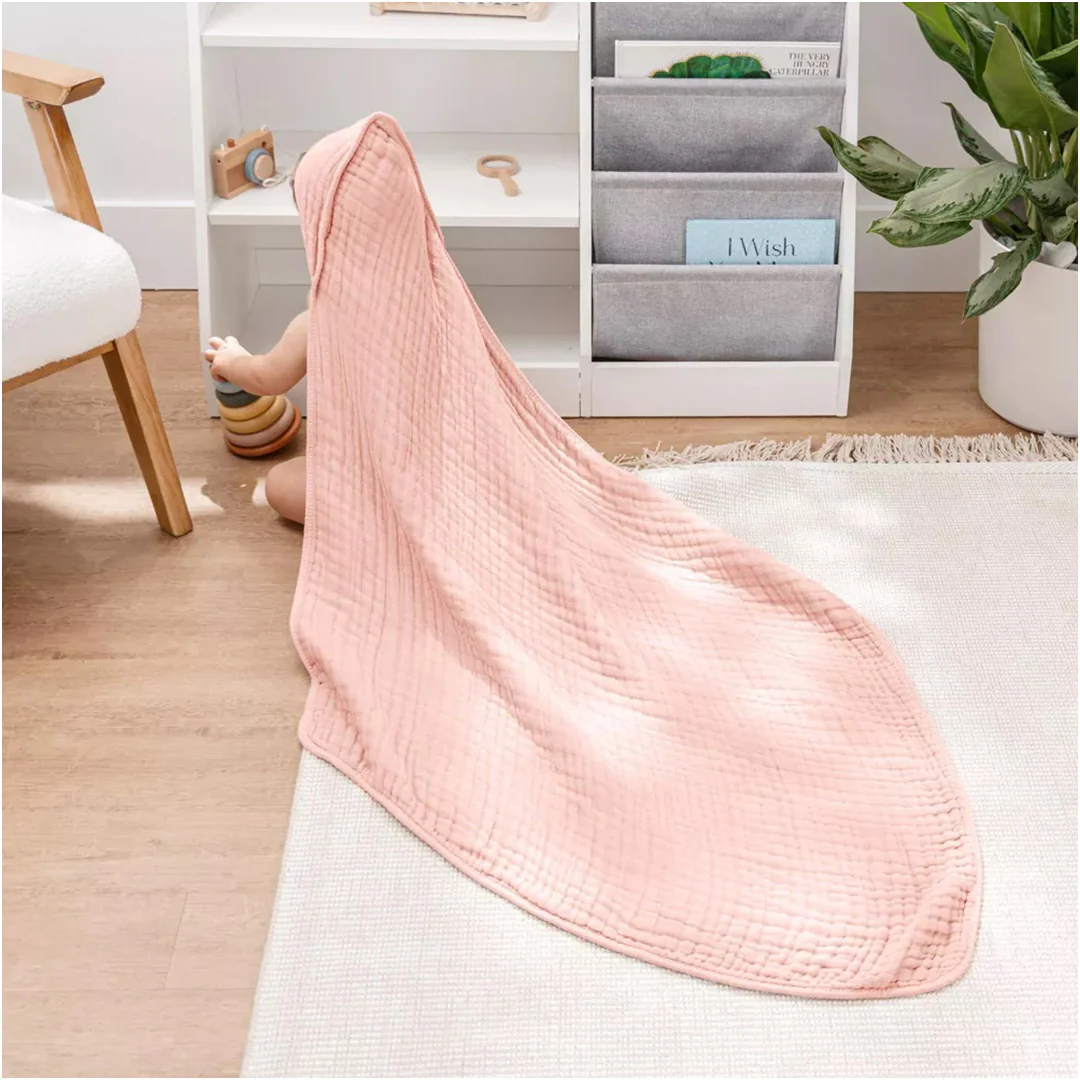 Comfy Cubs Hooded Baby Towel 2 pack 100% Muslin Cotton - Lace - Image 3