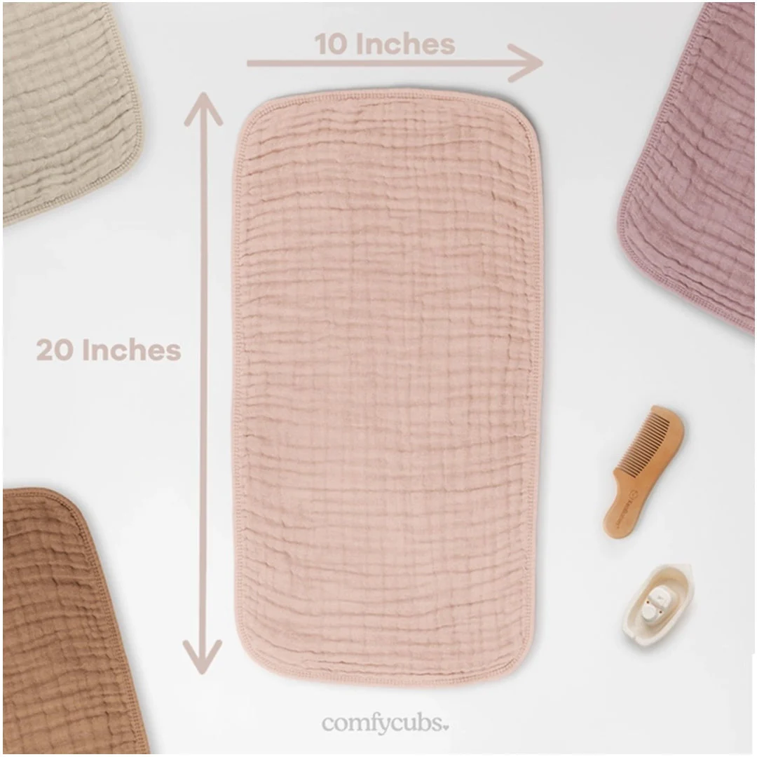 Comfy Cubs Muslin Burp Cloths Pack Of 6 - Blush - Image 4