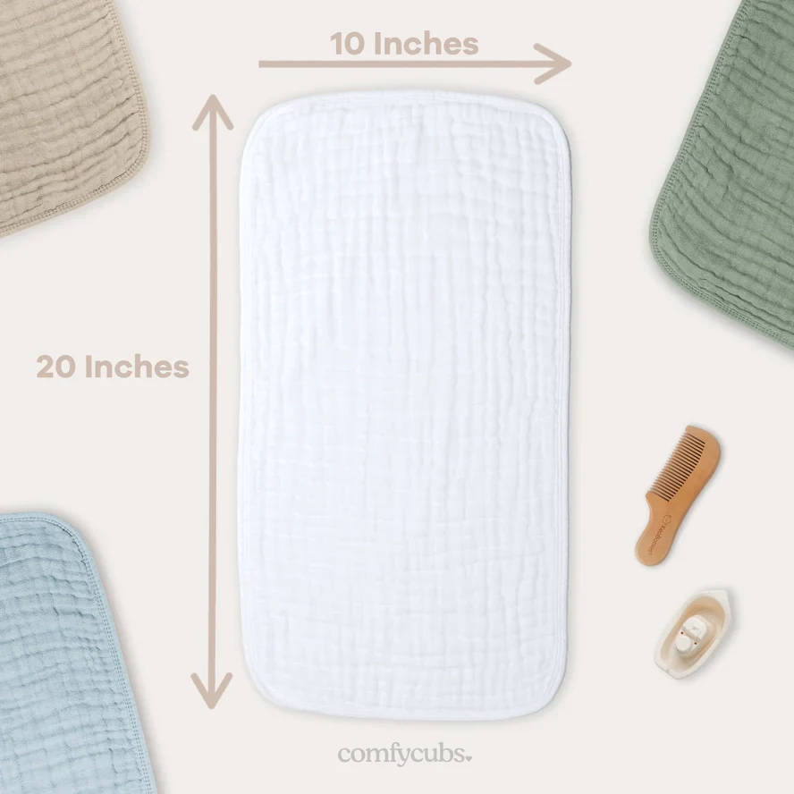 Comfy Cubs Muslin Burp Cloths Pack Of 6 - White - Image 3