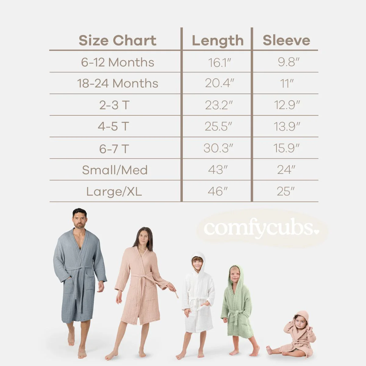 Comfy Cubs Muslin Hooded Baby Bath Robe 100% Cotton Sage - 6-12M - Image 4