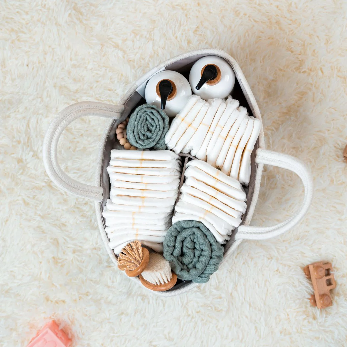 Comfy Cubs Rope Diaper Caddy - Blush - Image 4