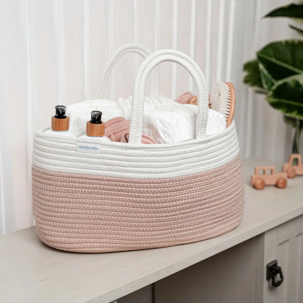 Comfy Cubs Rope Diaper Caddy - Blush - Image 6