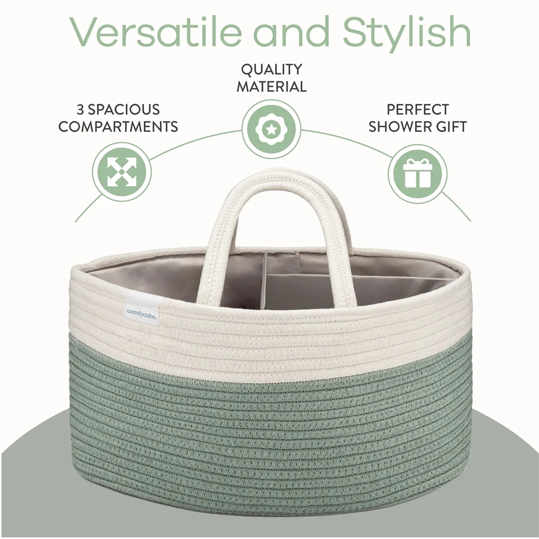 Comfy Cubs Rope Diaper Caddy - Sage - Image 3