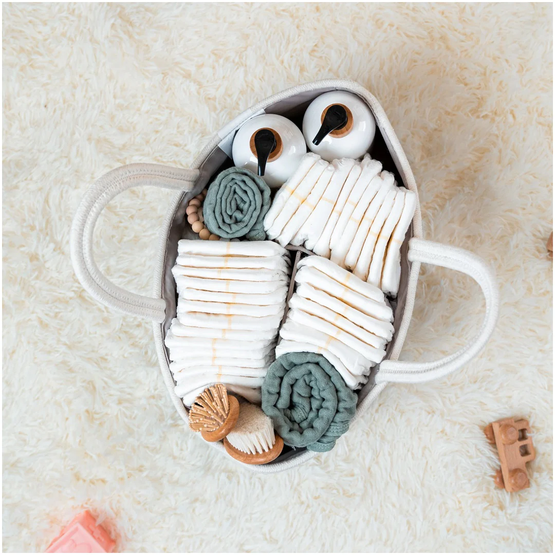 Comfy Cubs Rope Diaper Caddy - Sage - Image 6
