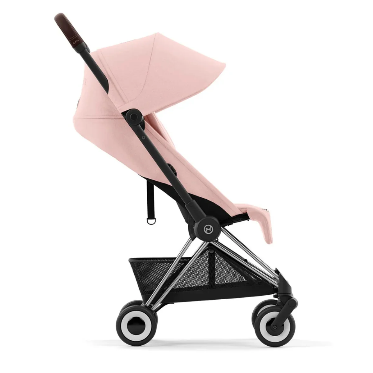 Cybex Coya Compact Stroller - Chrome / Dark Brown / Peach Pink - Image 4