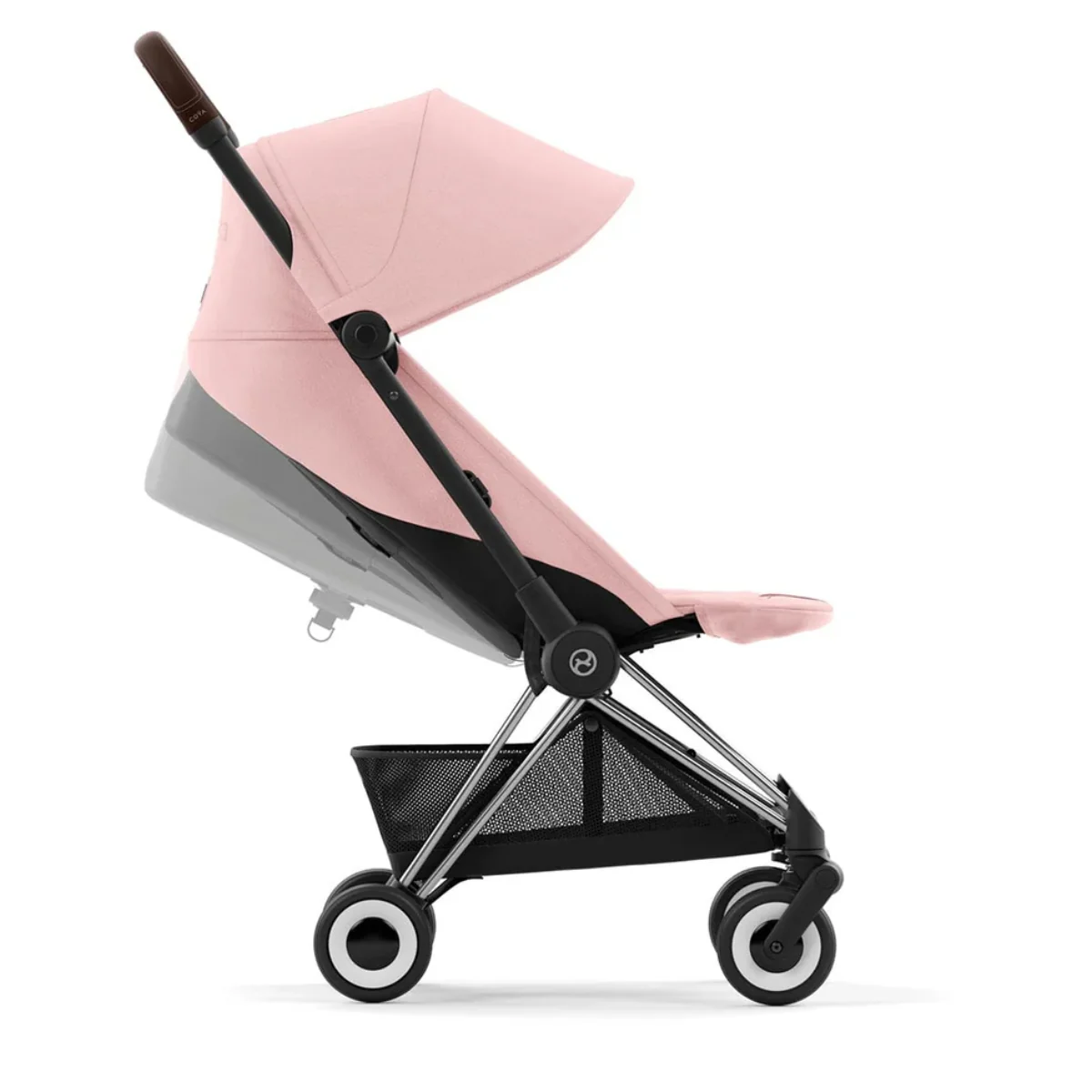 Cybex Coya Compact Stroller - Chrome / Dark Brown / Peach Pink - Image 5
