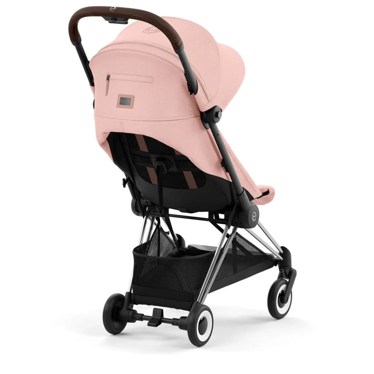 Cybex Coya Compact Stroller - Chrome / Dark Brown / Peach Pink - Image 6