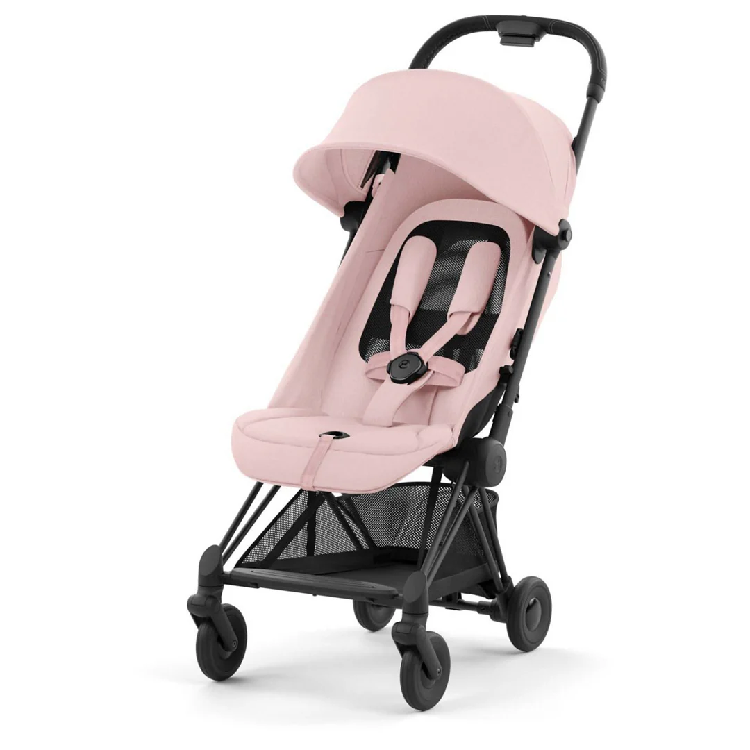 Cybex Coya Compact Stroller - Matte Black / Peach Pink - Image 4