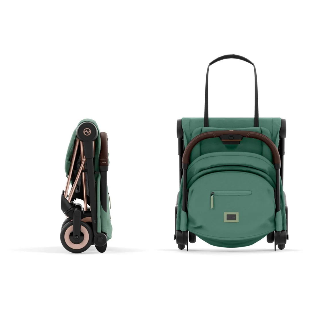 Cybex Coya Compact Stroller - Rose Gold / Leaf Green - Image 11
