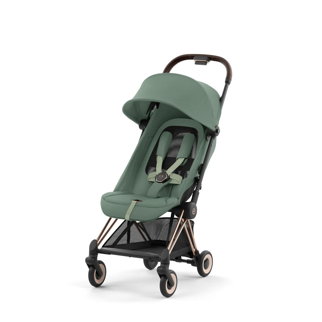 Cybex Coya Compact Stroller - Rose Gold / Leaf Green - Image 3
