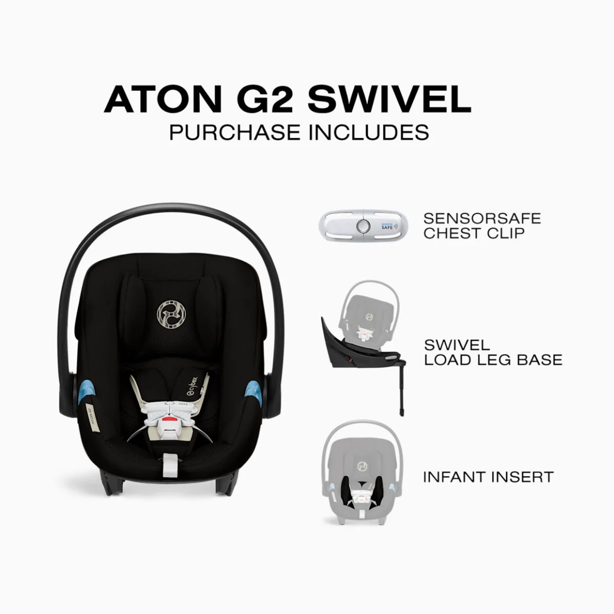 Cybex Aton G2 Swivel with Load Leg Base - Moon Black - Image 9
