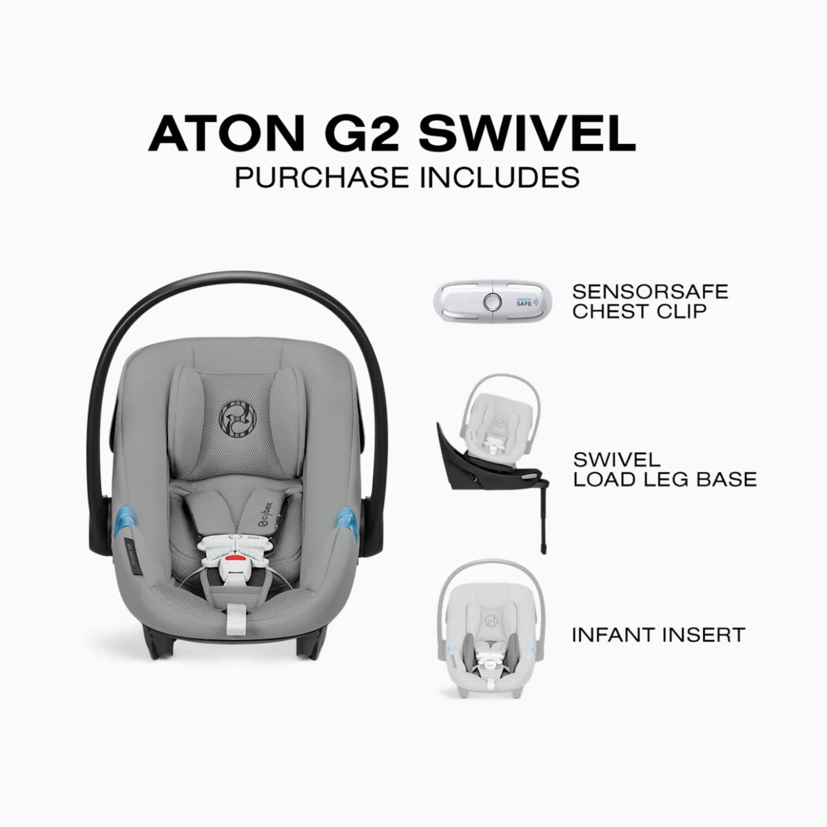 Cybex Aton G2 Swivel with Load Leg Base - Stone Grey - Image 10