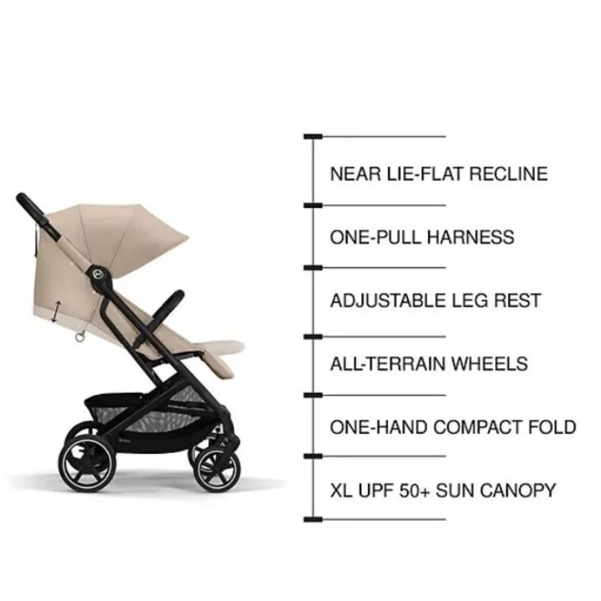 Cybex Beezy Compact Stroller - Almond Beige - Image 16