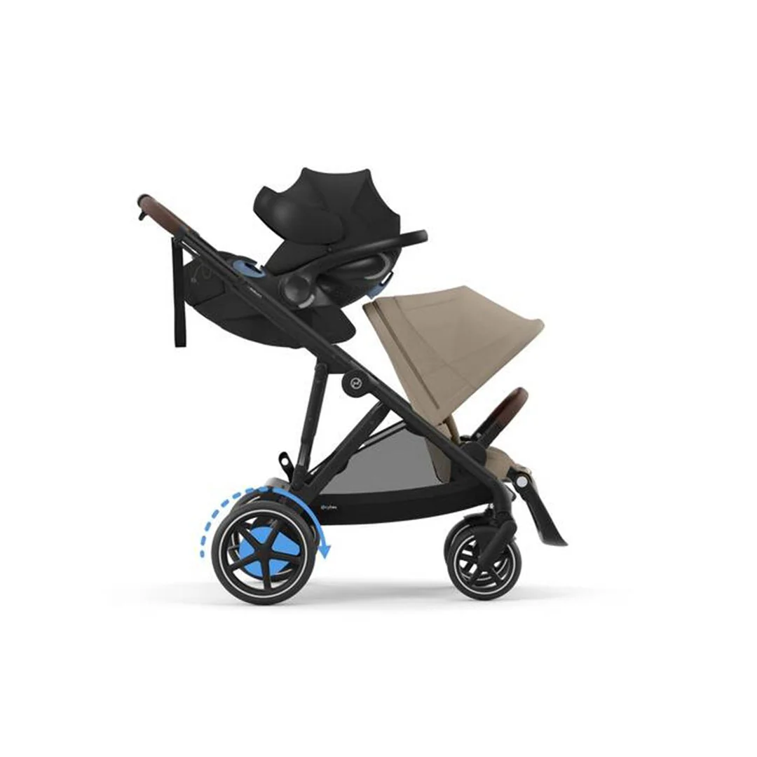 Cybex E - Gazelle S Stroller - Black Frame/ Almond Beige Seat - Image 4