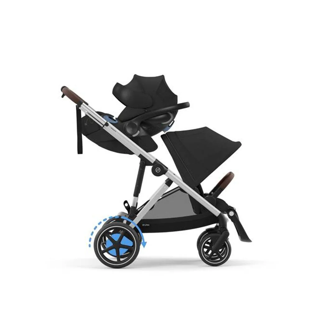 Cybex E - Gazelle S Stroller - Silver Frame/ Moon Black Seat - Image 5
