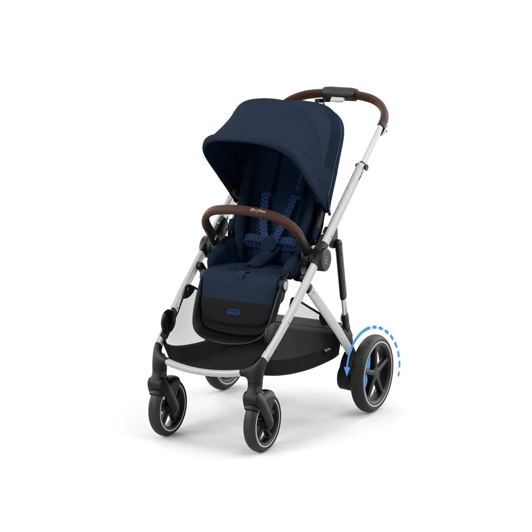 Cybex E - Gazelle S Stroller - Silver Frame/ Ocean Blue Seat - Image 4