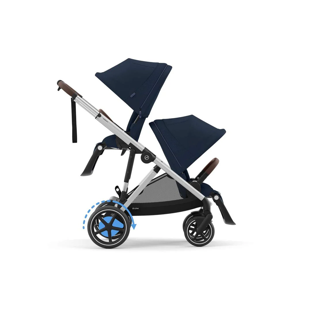 Cybex E - Gazelle S Stroller - Silver Frame/ Ocean Blue Seat - Image 6