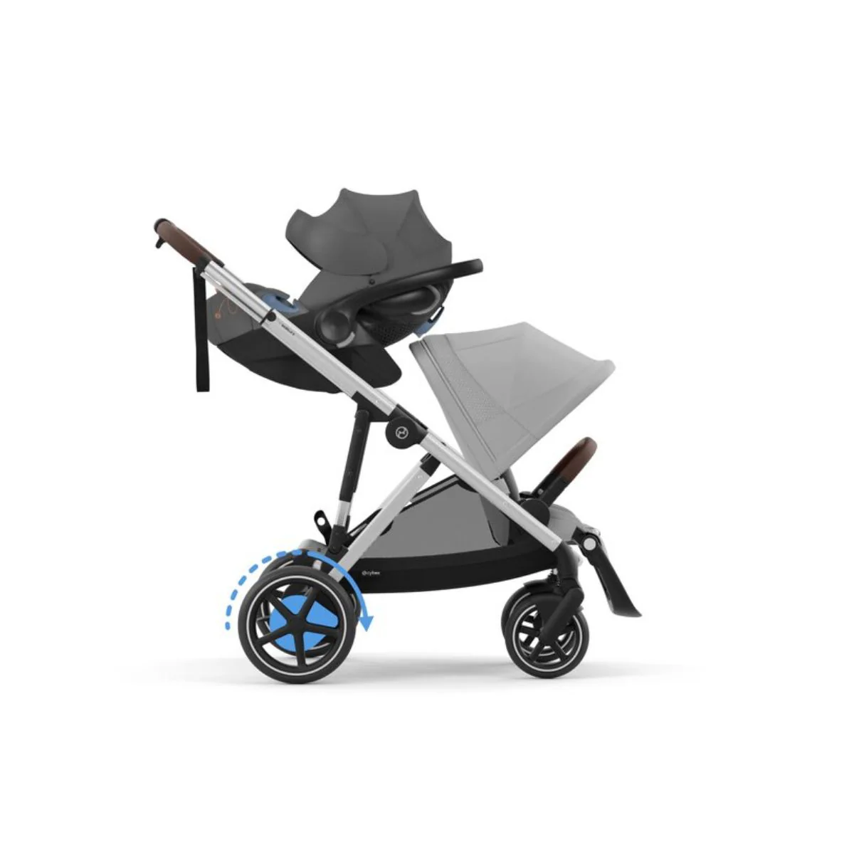Cybex E - Gazelle S Stroller - Silver Frame/ Stone Grey Seat - Image 6