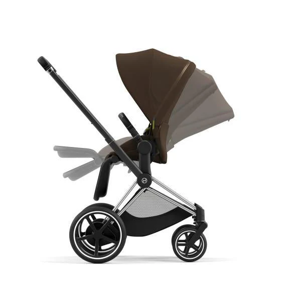 Cybex E-Priam 2 Stroller - Chrome/Black Frame and Khaki Green Seat Pack - Image 6