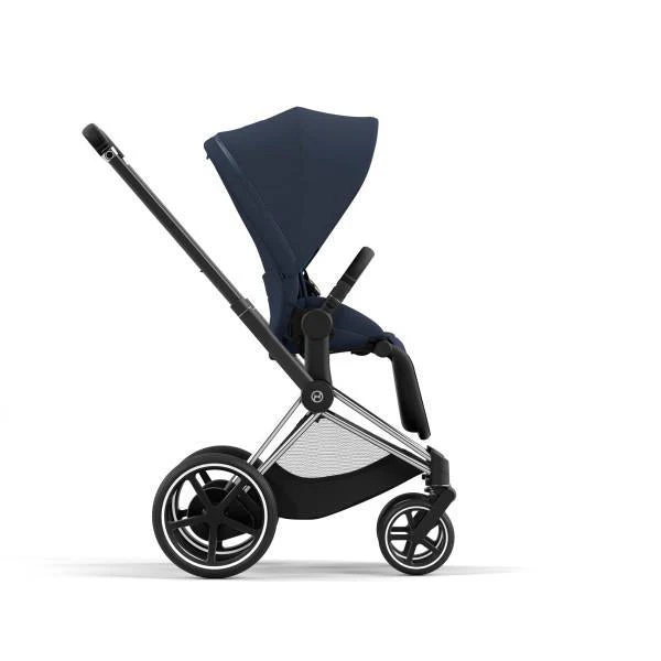 Cybex E-Priam 2 Stroller - Chrome/Black Frame and Nautical Blue Seat Pack - Image 3