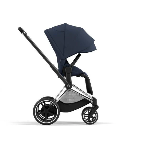 Cybex E-Priam 2 Stroller - Chrome/Black Frame and Nautical Blue Seat Pack - Image 5