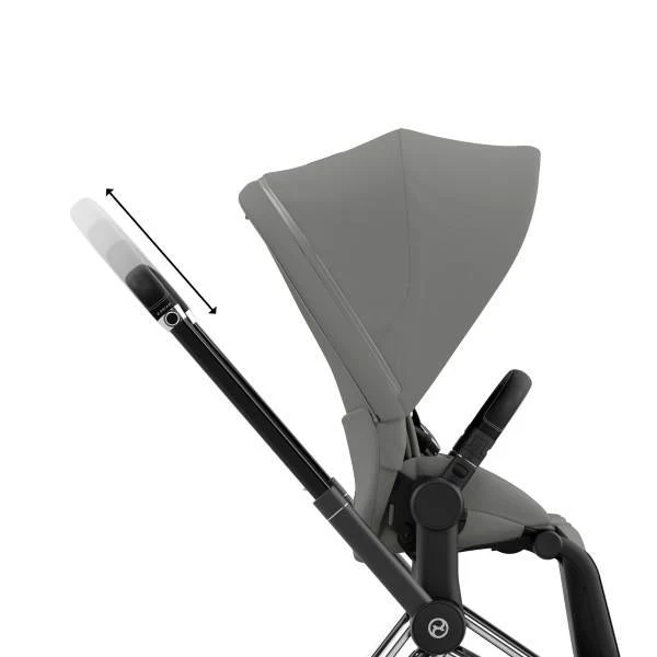 Cybex E-Priam 2 Stroller - Chrome/Black Frame and Soho Grey Seat Pack - Image 7