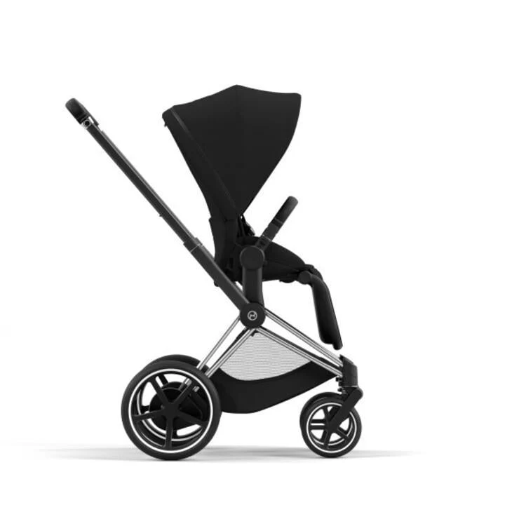 Cybex E-Priam 2 Stroller - Chrome/Black Frame + Deep Black Seat Pack - Image 3