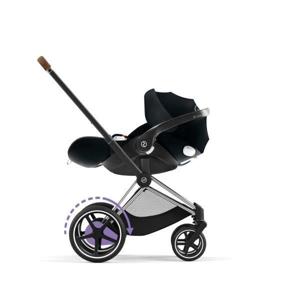 Cybex E-Priam 2 Stroller - Chrome/Brown Frame and Deep Black Seat Pack - Image 10