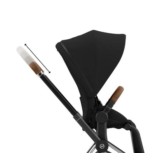 Cybex E-Priam 2 Stroller - Chrome/Brown Frame and Deep Black Seat Pack - Image 5
