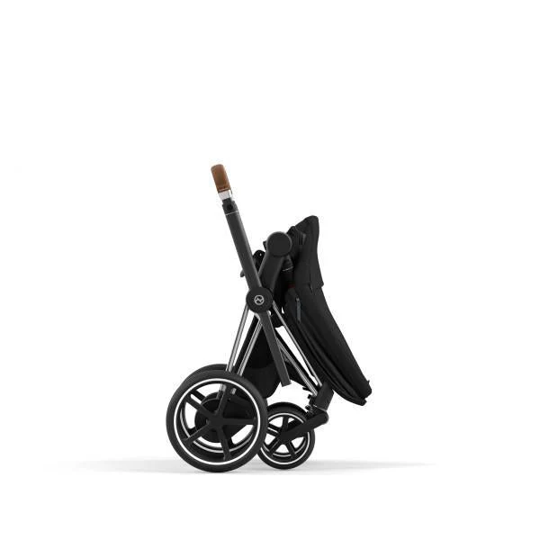 Cybex E-Priam 2 Stroller - Chrome/Brown Frame and Deep Black Seat Pack - Image 8