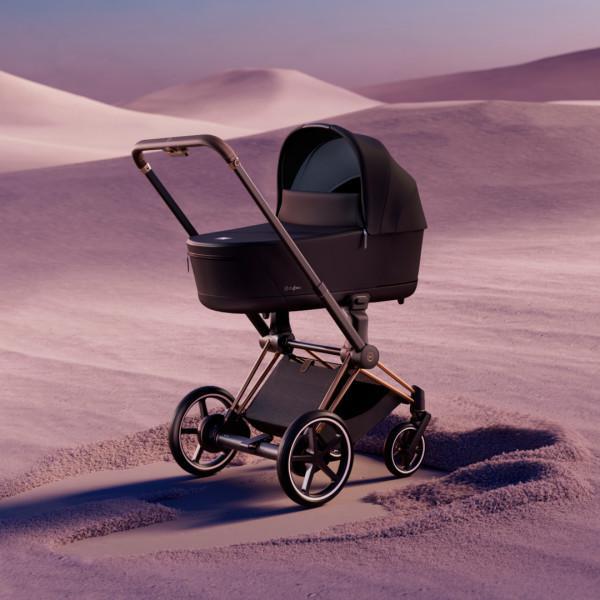 Cybex E-Priam 2 Stroller - Chrome/Brown Frame and Khaki Green Seat Pack - Image 2