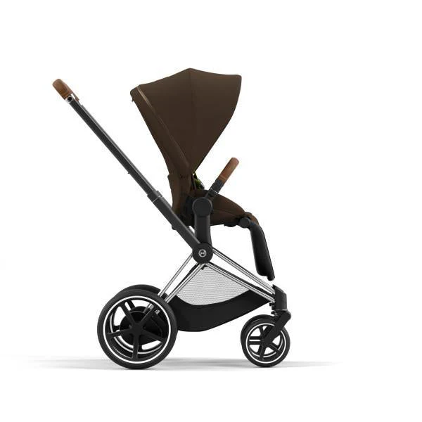 Cybex E-Priam 2 Stroller - Chrome/Brown Frame and Khaki Green Seat Pack - Image 3
